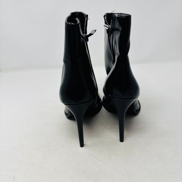 Zara Black Pointed Toe Ankle Boots 39 High Heel Zip Up Stud Trim Sleek Edgy - Picture 6 of 11
